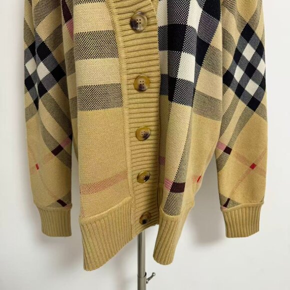 Burberry Beige Wool-Blend Check Cardigan - Picture 6 of 12